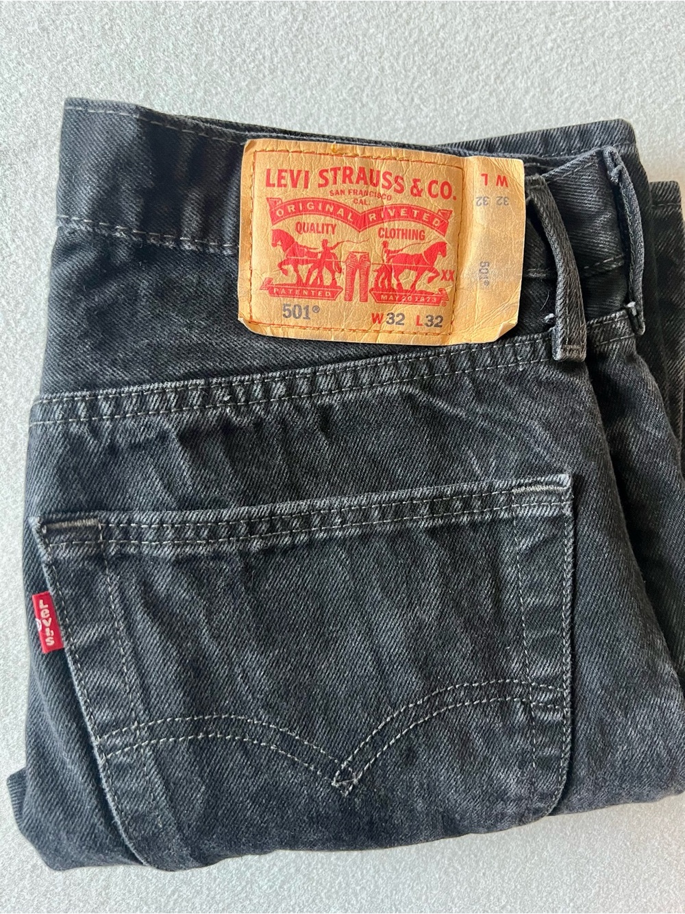 Men's Vintage Style Levi's 501 Original Fit Jeans – Black – Size 32x32
